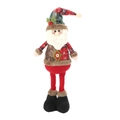 Detail van staande Kerstman pop met geruite muts en lange benen voor kerstversiering - Kerstkabouter