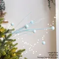 Blue glittery Christmas tree floral pick branch with soft plush balls and 82cm length - Light Blue Plush Ball Willow Branch