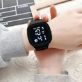 Kids black LED touch screen sports watch with silicone strap showing heart rate data - Black