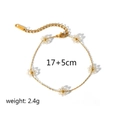 18k gold plated flower beaded stainless steel bracelet with 17+5cm adjustable chain - Daisy Flower Bracelet (TB5050-TR) / 17+5cm