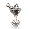 Silver alloy cocktail martini glass pendant charm for DIY jewelry and clothing accessories - 12145-Antique Silver Martini Glass