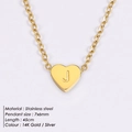 Golden stainless steel necklace with small heart pendant engraved with letter J - Letter J