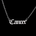 Macro detail of gothic style Cancer zodiac letter pendant in polished silver stainless steel - Cancer-Silver