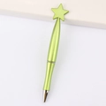 Elegant green star-shaped ballpoint pen with spindle barrel on a minimalist background - Pentagram / Pearlescent Light Green