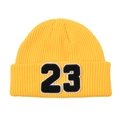 Gorro de punto acanalado de moda con parche número 23 en amarillo para el invierno - Sombrero Amarillo - Letras Negras