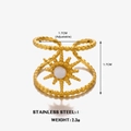 Verstellbarer goldener Edelstahlring mit Sternenschliff und weißem Natursteinbesatz - Weißer Jaspis-Stil