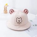 Cute beige pink baby bucket hat with 3D bear ears and animal embroidery - 8 Months-3 Years (46-50cm) / 03 Beige (Ear Bear)