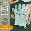 Par de guantes de silicona verde menta resistentes al calor con diseño antideslizante - 1 Par (Mano izquierda y derecha)