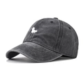Vintage washed dark grey cotton baseball cap with cute squirrel embroidery and curved brim - Adjustable / Black