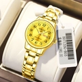 Elegant ultra-thin gold quartz watch for women with luminous hands and date display - Arabic Numeral Full Gold (BD7133G-B03)