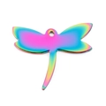Rainbow plated stainless steel dragonfly pendant with cubic zirconia for jewelry making - Rainbow Dragonfly Style (KLJ3022-Z) / Colorful