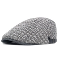 Klassieke donkergrijze tweed platte pet met verstelbare zijriem en textuur - Verstelbaar / Grijs