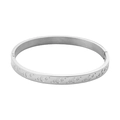 Brazalete de acero inoxidable plateado con motivos de luna y estrellas en relieve - Color Acero