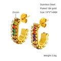 18K gold plated stainless steel U-shaped earrings with colorful zircon inlay - ZG730-Colorful