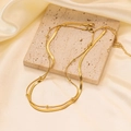 [tsh211] Blade Round Beads Necklace Gold