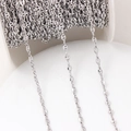 Macro detail of silver pig nose coffee bean link chain for DIY jewelry making - 4*5mm / White Gold