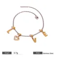 Bracelet bicolore en acier inoxydable avec lettres LVE et pendentif cœur en zircone - Jdb2405037-ps