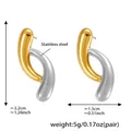 Orecchini a goccia bicolore a forma di J in acciaio inossidabile oro e argento - Stile Goccia d'Acqua Geometrica (F471) / Oro e Argento