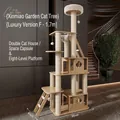 Modern 1.7m large multi-level solid wood cat tree with space capsule and scratching posts - Luxury Version