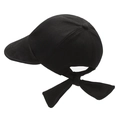 Cappello da sole nero in cotone per donna con un grande fiocco elegante sul retro - Regolabile / Nero