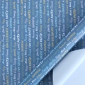 Blue birthday gift wrapping paper featuring handwritten Cake Party and Celebrate text - Trick or Treat
