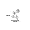 Silver cherry labret stud with heart zirconia and flat back post, 0.92x0.77cm size - Cherry Style (0167-8#) / Silver