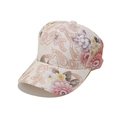 Détail de l'imprimé cachemire floral et de la texture en toile sur cette casquette beige - M (56-58cm) / Style A-Beige Fleuri Paisley