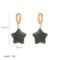 Detailed view of star-shaped natural stone earrings with gold hoops and dimensions - Star Earrings (A2-03)