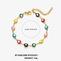 Bracciale a catena in acciaio inossidabile dorato con ciondoli occhio di Allah colorati - Colorato