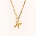Elegant gold-plated stainless steel necklace featuring letter H with a small heart charm - Gold - Letter H
