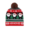Bonnet de Noël noir en tricot avec motifs Père Noël et inscription Ho Ho Ho festive - Père Noël Noir Avec Renne (6#)