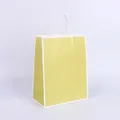 Custom yellow kraft paper shopping bag with white twisted handles and reinforced edges - White Frame Matcha Green; 15*8*21 (small Vertical)