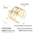 Detailed view of gold multi-layer dragonfly open cuff bangle with zirconia accents - Gold Dragonfly Style (YYBL025080)