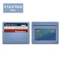 Slim dusty blue PU leather card holder with four slots and a clear ID window - 4 Slots Window Style / Haze Blue