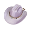 Chapeau de cowboy violet clair scintillant avec ruban tressé et décorations d'étoiles - M (56-58cm) / 132-Violet Clair