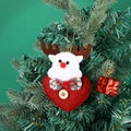 Christmas reindeer heart ornament made of red burlap and felt for tree decoration - Christmas Reindeer (Heart Button)