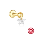 Orecchino a stella in argento S925 dorato con zircone cubico e chiusura a vite - Design Stella con Chiusura a Vite (Oro #7)