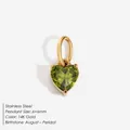 Herzanhänger aus vergoldetem Edelstahl mit grünem Peridot-Geburtsstein - August Olivgrün - Gold