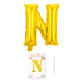 Goldener Folienballon Buchstabe N mit Papierkartenverpackung für Partydekoration - Buchstabe N / Gold