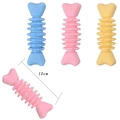 Jouet à mâcher de 12cm pour chien en forme d'os, rose, bleu et jaune avec picots - Os en Forme d'Aile