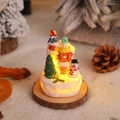 Miniatur-Lebkuchenhaus aus Harz mit LED-Licht, Schneebasis und kleinem Schneemann-Dekor - Stil B