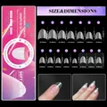 Matte press-on nail tips size chart with dimensions for 15 different sizes and 300 pieces - Style 09(09) / 300 Pcs