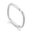 Anello quadrato minimalista in argento per coppie con un piccolo diamante incastonato - US 6 / Argento