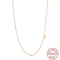 Golden S925 sterling silver initial B necklace with sparkling diamond accents - Gold-B