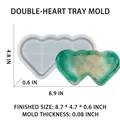 Detailansicht der Silikonform für Doppelherschalen mit Abmessungen und fertigem Muster - Doppelherz Tablett Form
