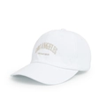 Dettaglio del ricamo vintage Los Angeles su un cappellino da baseball in cotone bianco - Bianco