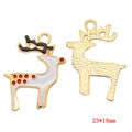 Gold reindeer pendant with white enamel and red dots for DIY Christmas jewelry making - Polka Dot Reindeer (A3-090)