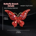 Vintage gold butterfly brooch with red crystals and AB diamonds, size 7.0cm x 4.9cm - Small Butterfly Red (KC0258)