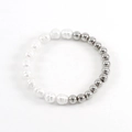 Bracciale di perle barocche e sfere d'argento con design a giunzione unico da donna - Color Acciaio