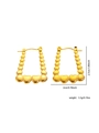 Detailed view of gold beaded heart earrings showing dimensions 2.7cm by 2.0cm - Gold Beaded Heart Trapezoid Style (#0196)
